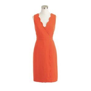 Versatile J.Crew Red Crepe Dress with Scalloped Neckline - Size 4